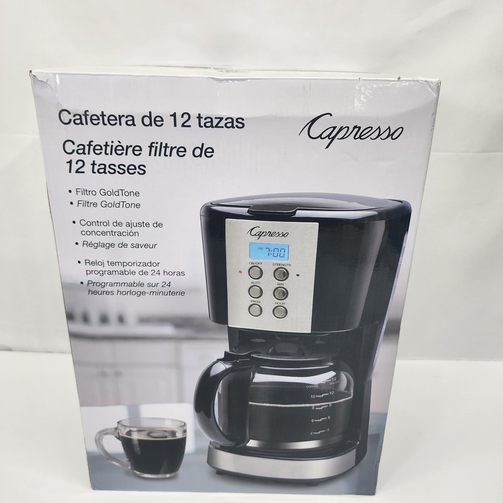 Capresso 414.01 12-Cup Programmable Coffee Maker Black Stainless New Open Box